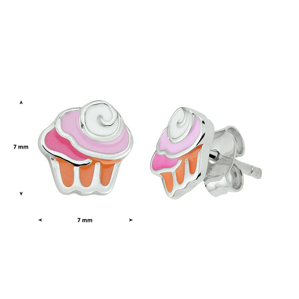 Ohrstecker Cupcake Emaille Silber rhodiniert