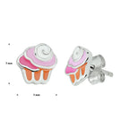 Ohrstecker Cupcake Emaille rhodiniertes Silber