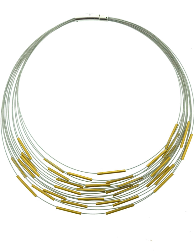 Handgemaakt collier veel kleine staafjes