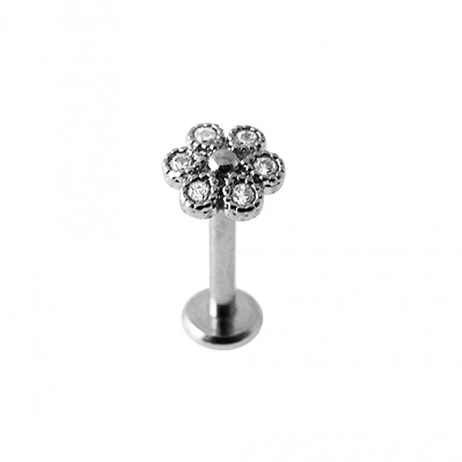 chirurgisch stalen helix/tragus piercing bloem met zirkonia