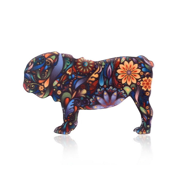 broche hond met bloemen print