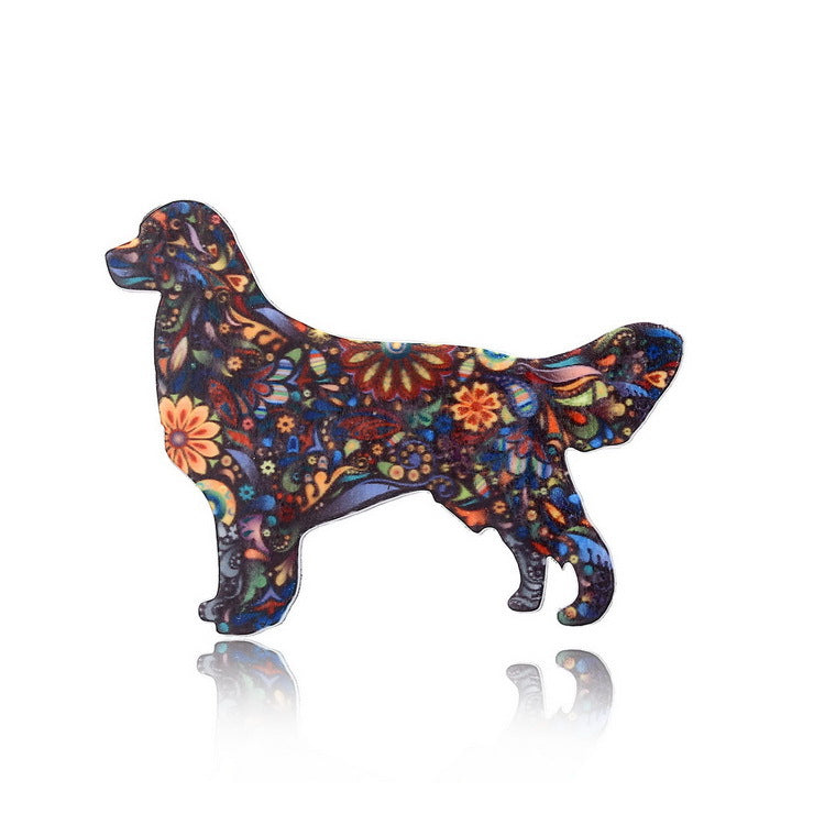 broche hond met bloemen print