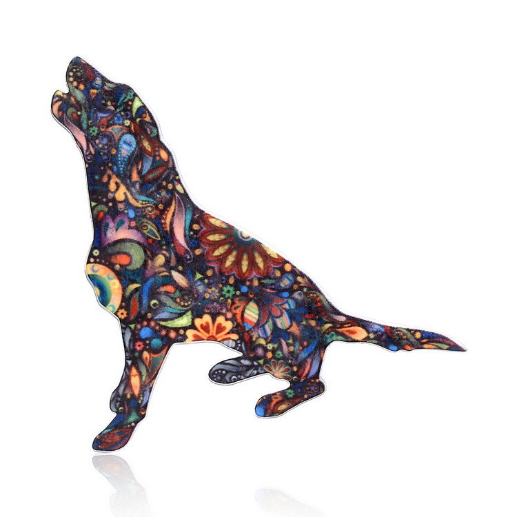 broche hond met bloemen print