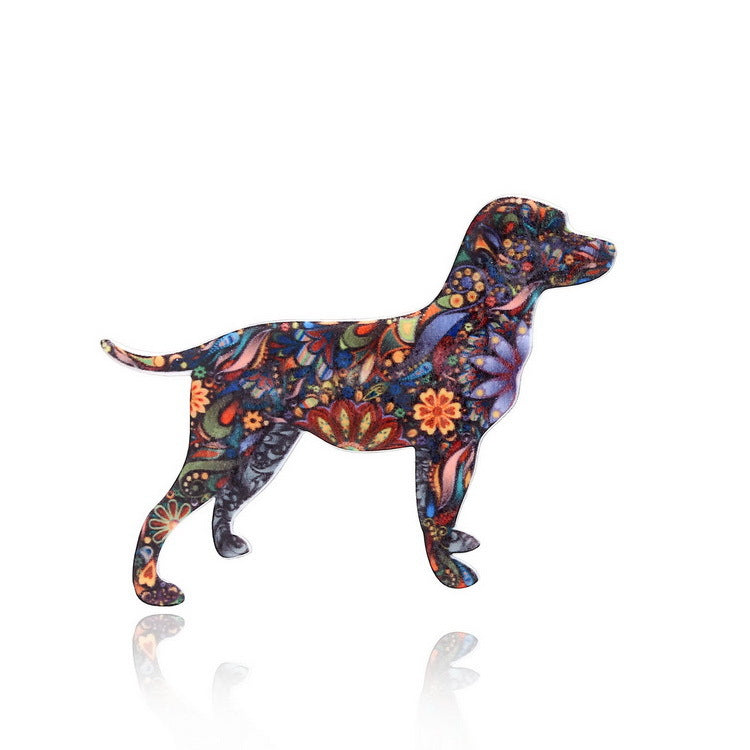 broche: hond met bloemen print