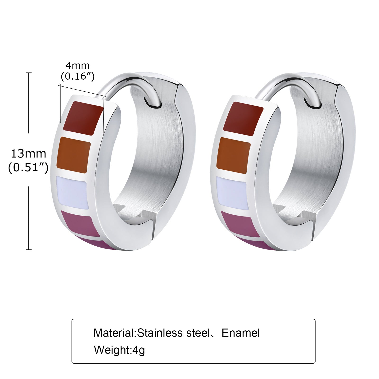 chirurgisch stalen oorringen met emaille