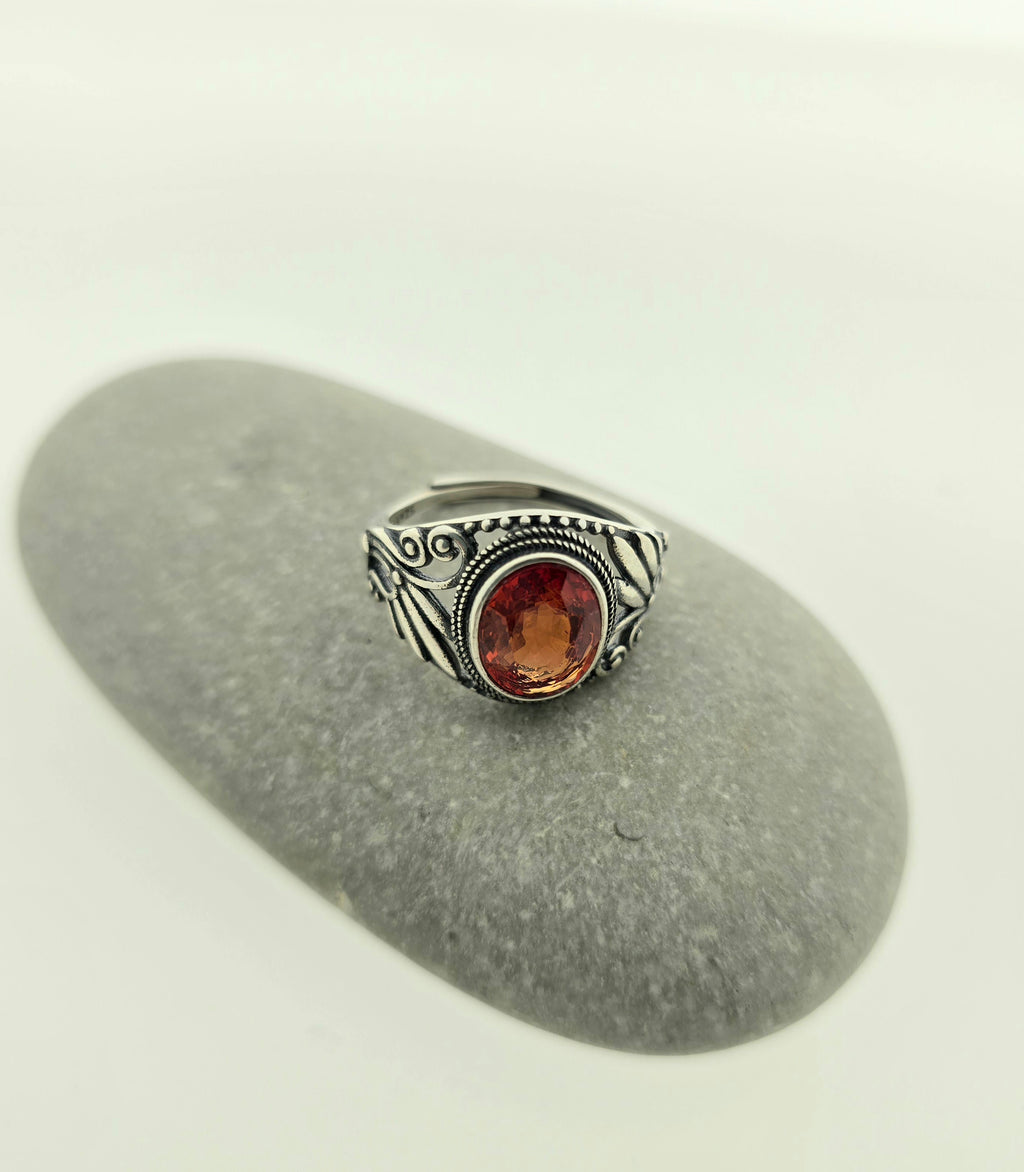 Handgemaakte zilveren sun stone ring