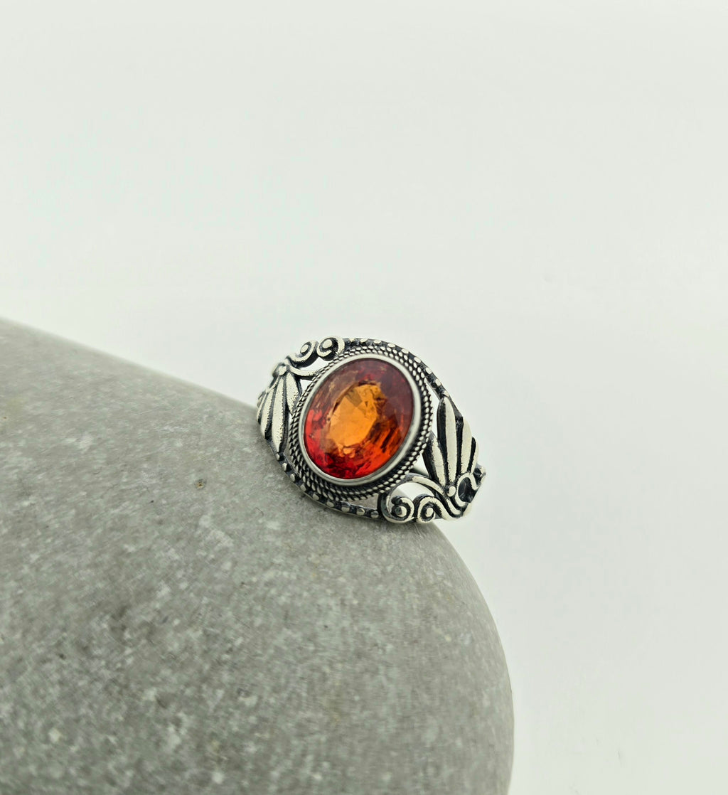 Handgemaakte zilveren sun stone ring