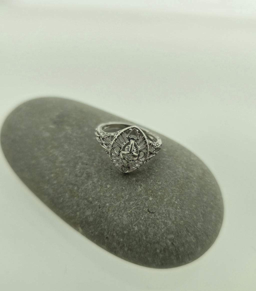 Handgemaakte zilveren moissanite ring