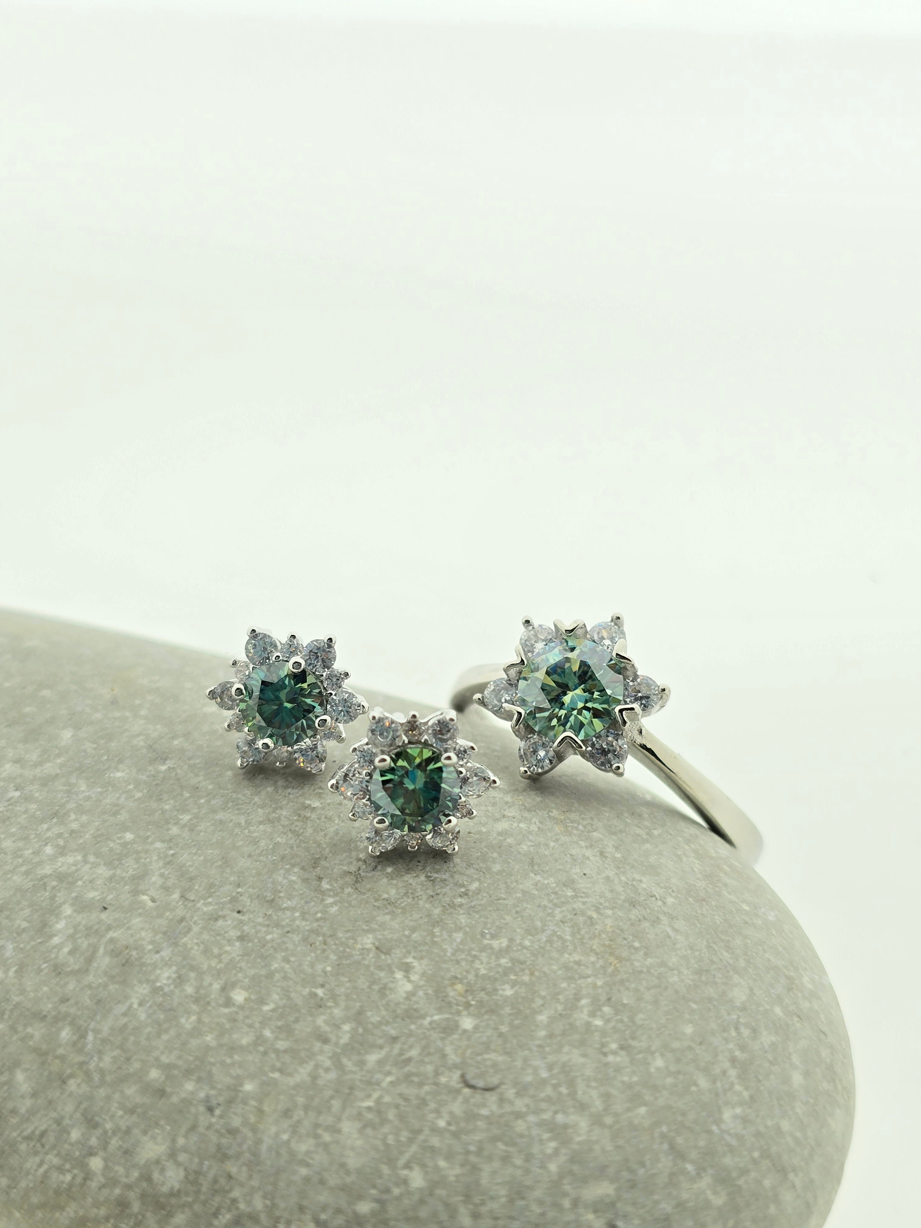 Handgemaakte zilveren moissanite oorbellen