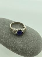 Handgemaakte zilveren sapphire ring