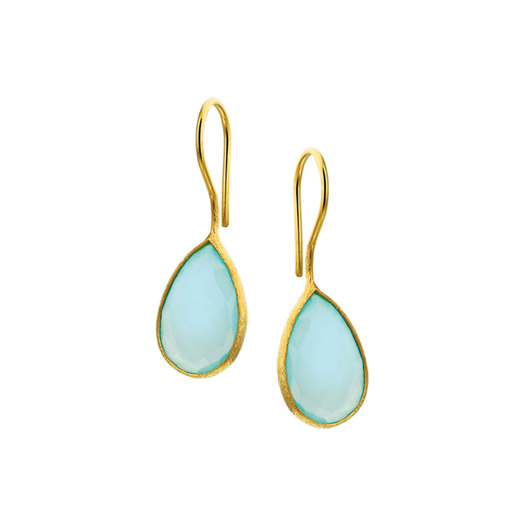 Oorhangers chalcedoon franse haak 1 micron zilver verguld (geel)