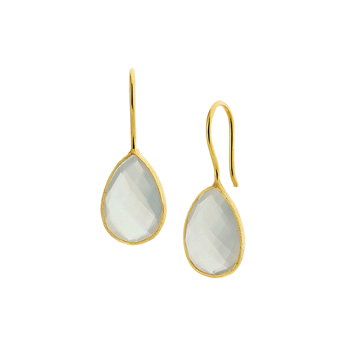 Oorhangers chalcedoon franse haak 1 micron zilver verguld (geel)