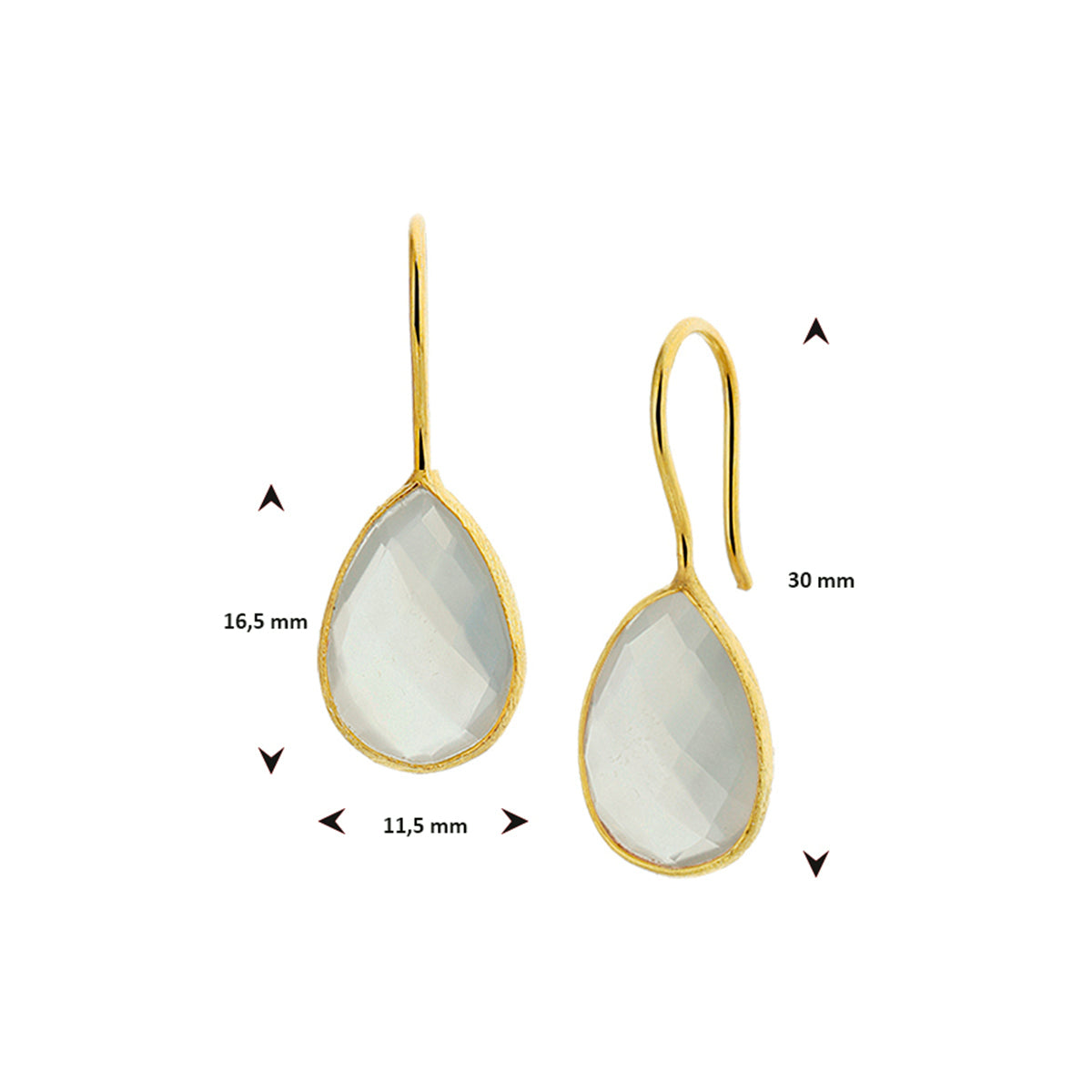 Oorhangers chalcedoon franse haak 1 micron zilver verguld (geel)