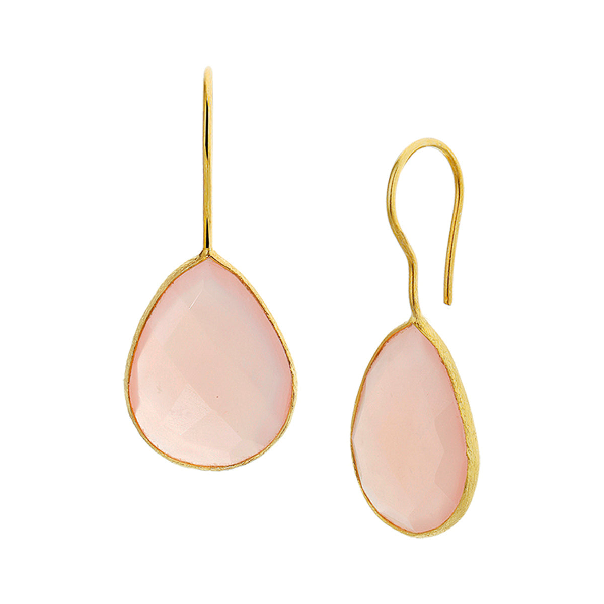 Oorhangers chalcedoon franse haak 1 micron zilver verguld (geel)