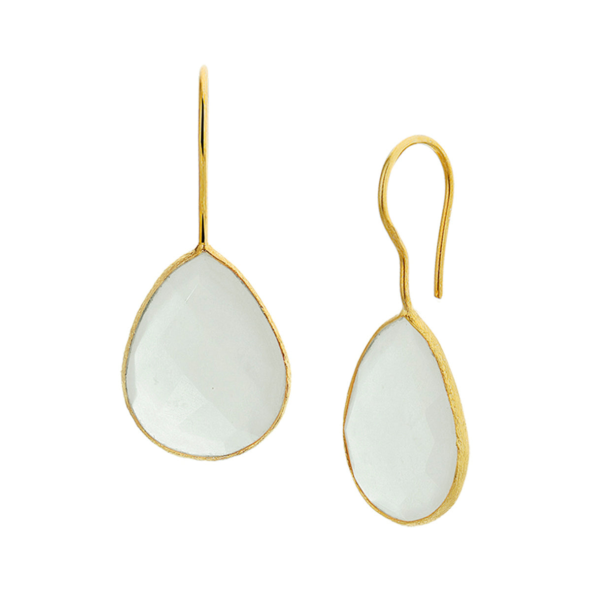 Oorhangers chalcedoon franse haak 1 micron zilver verguld (geel)