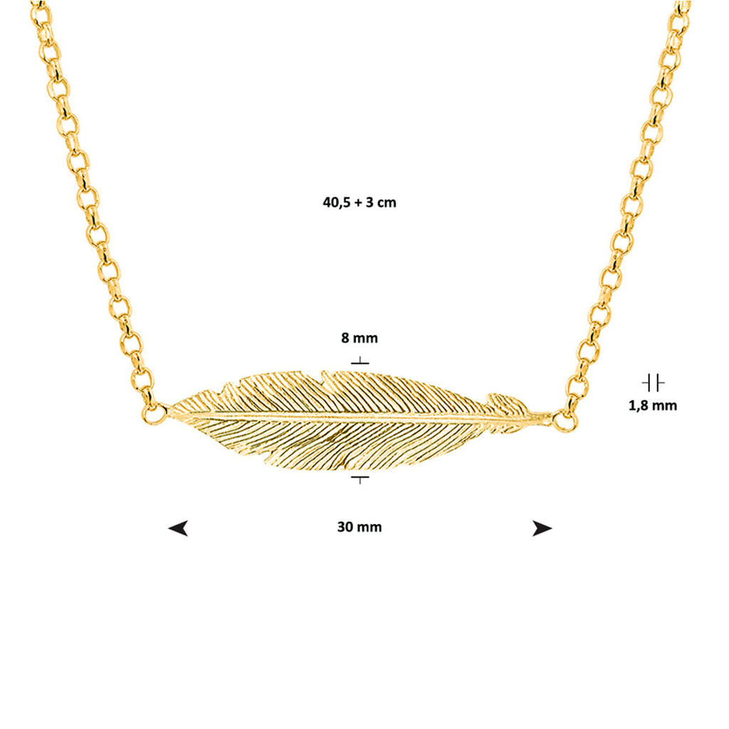 Collier veer 40,5 + 3 cm 1 micron zilver verguld (geel)