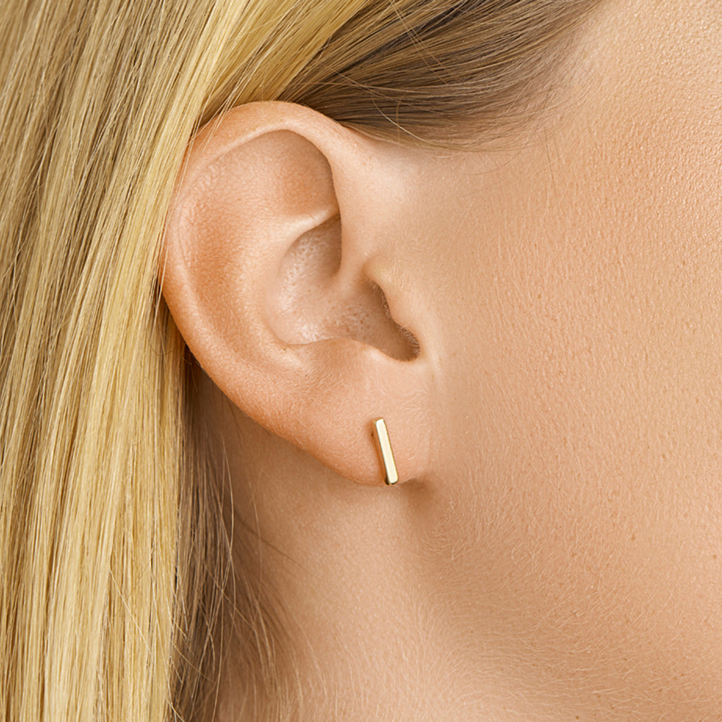 Oorknoppen balkje zilver verguld (geel)