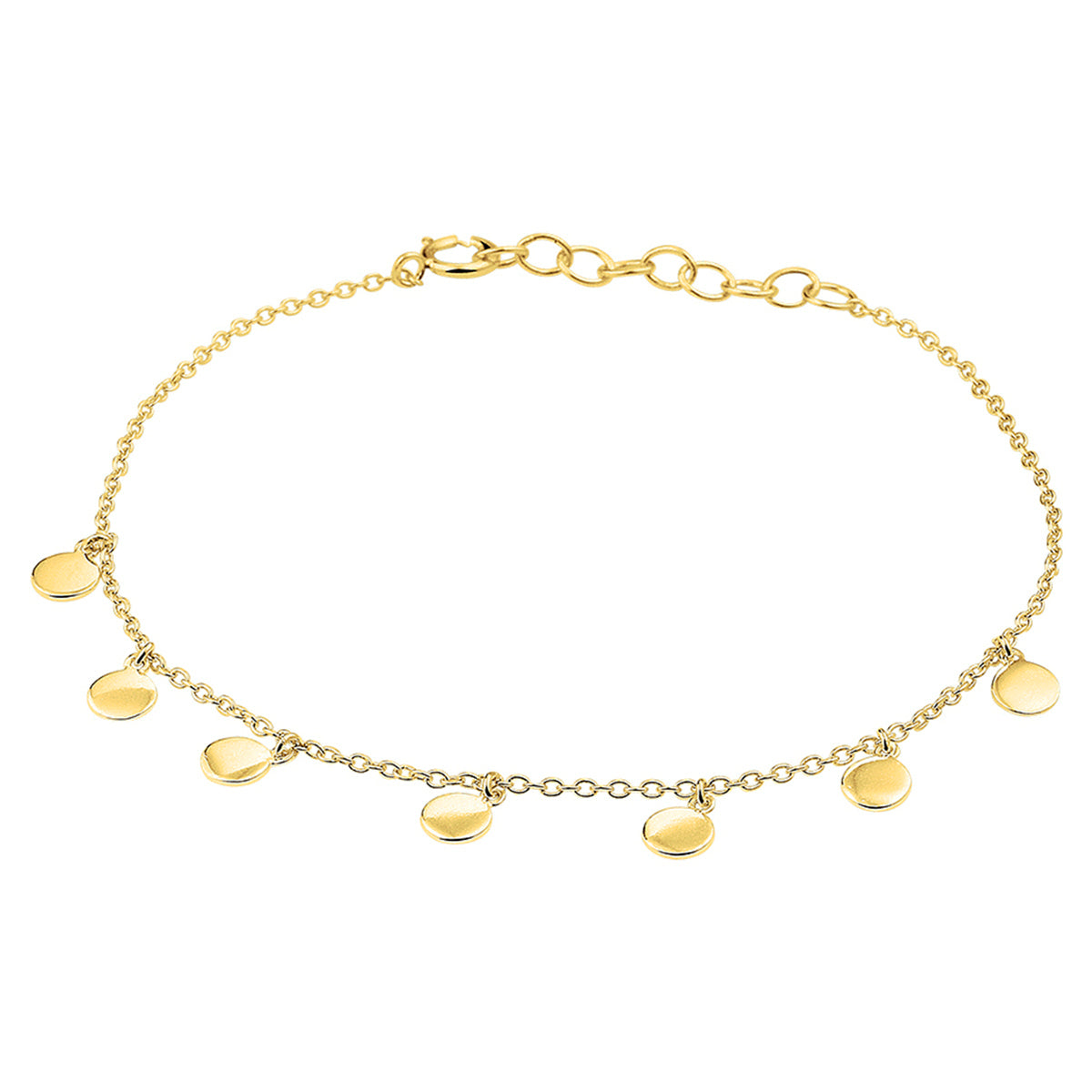 Enkelbandje rondjes 24 + 2 cm zilver verguld (geel)