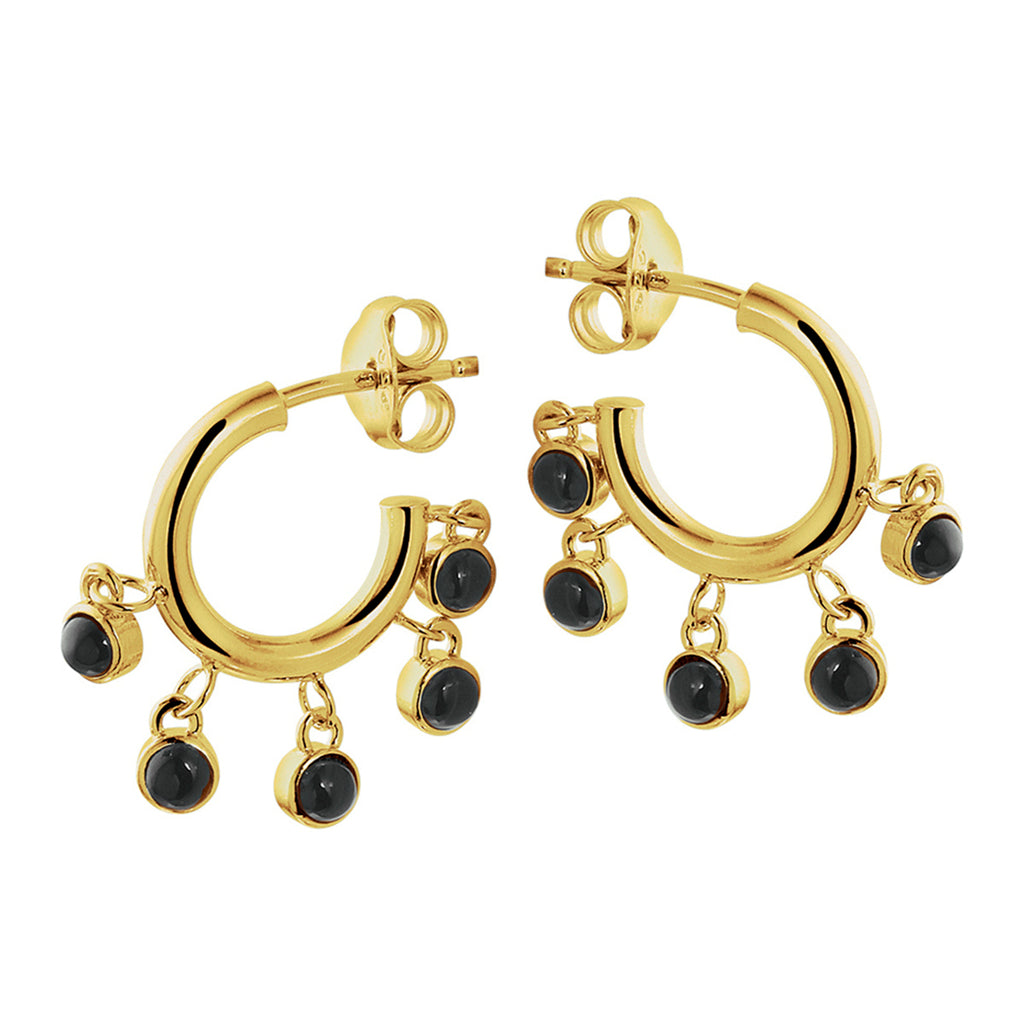 Stekeroorringen onyx 1 micron zilver verguld (geel)