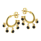 Stekeroorringen onyx 1 micron zilver verguld (geel)