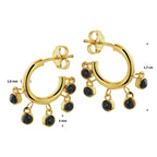 Stekeroorringen onyx 1 micron zilver verguld (geel)