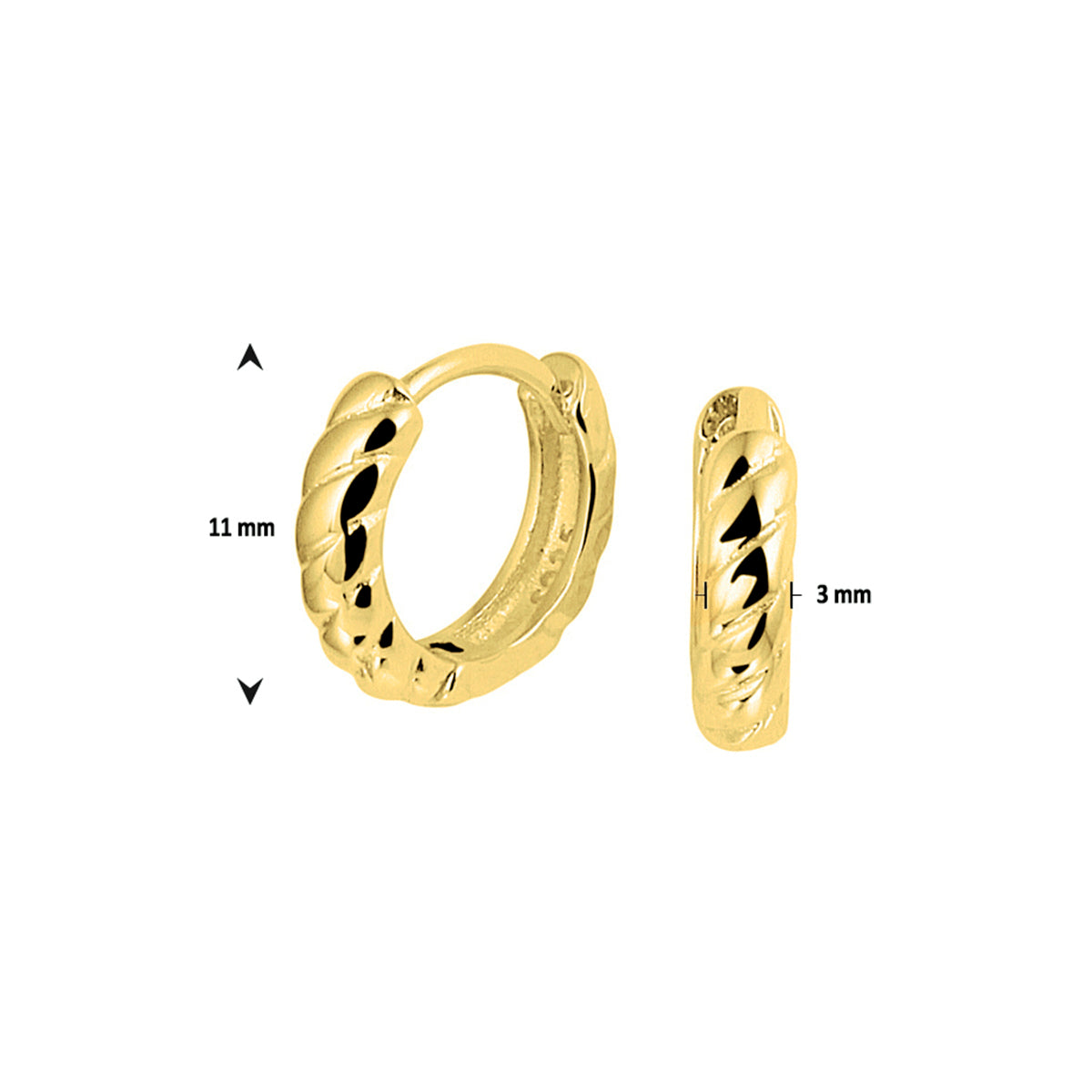 Klapoorringen zilver verguld (geel)