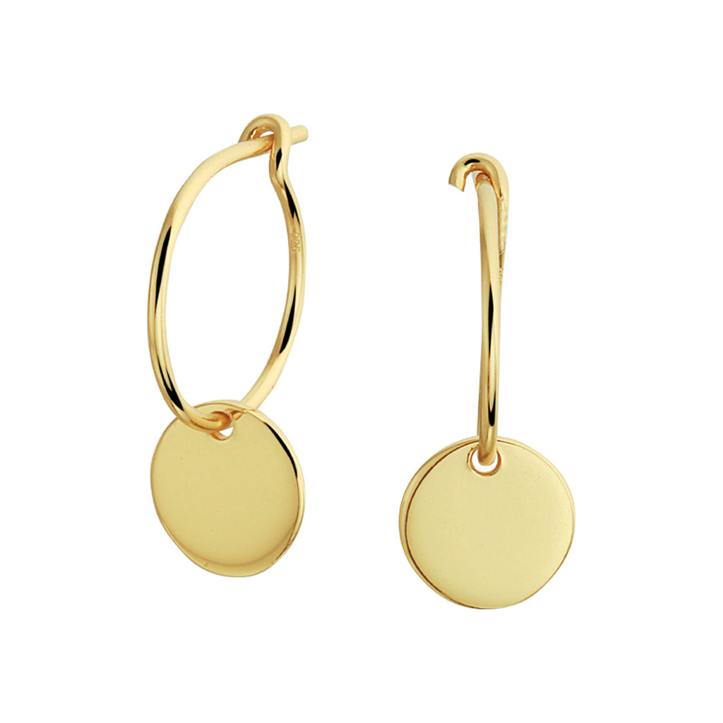 Oorringen rondje 1 micron zilver verguld (geel)