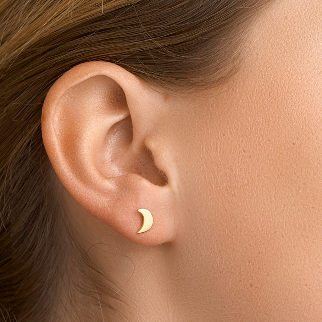 Oorknoppen maan zilver verguld (geel)