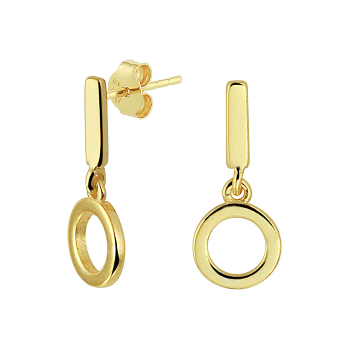 Oorhangers rondje zilver verguld (geel)