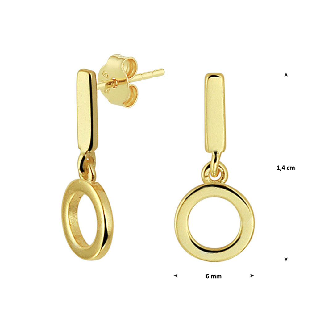 Oorhangers rondje zilver verguld (geel)