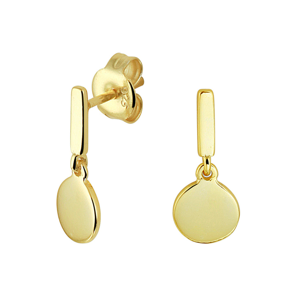 Oorhangers rondje zilver verguld (geel)