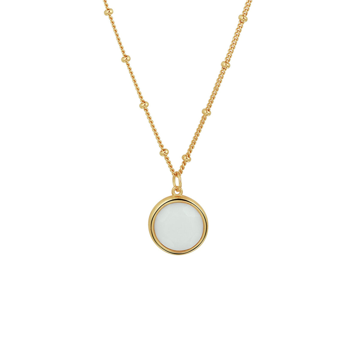 Collier wit agaat 40 - 42 - 44 cm zilver verguld (geel)