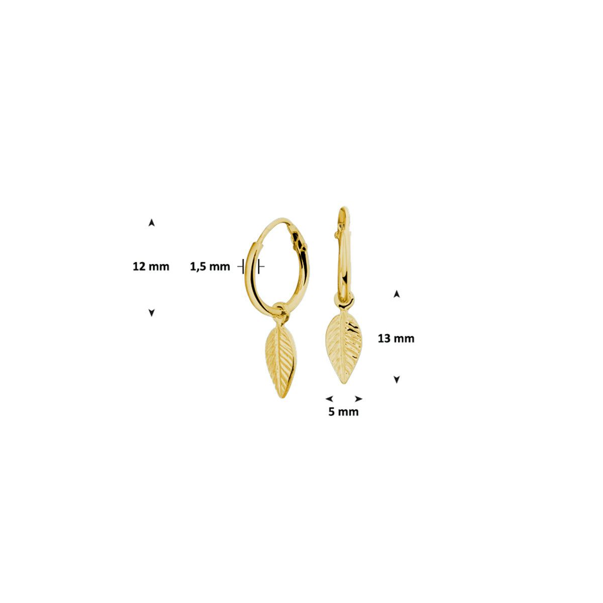 Oorringen veer zilver verguld (geel)