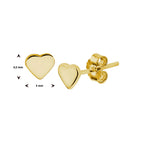 Oorknoppen hart zilver verguld (geel)