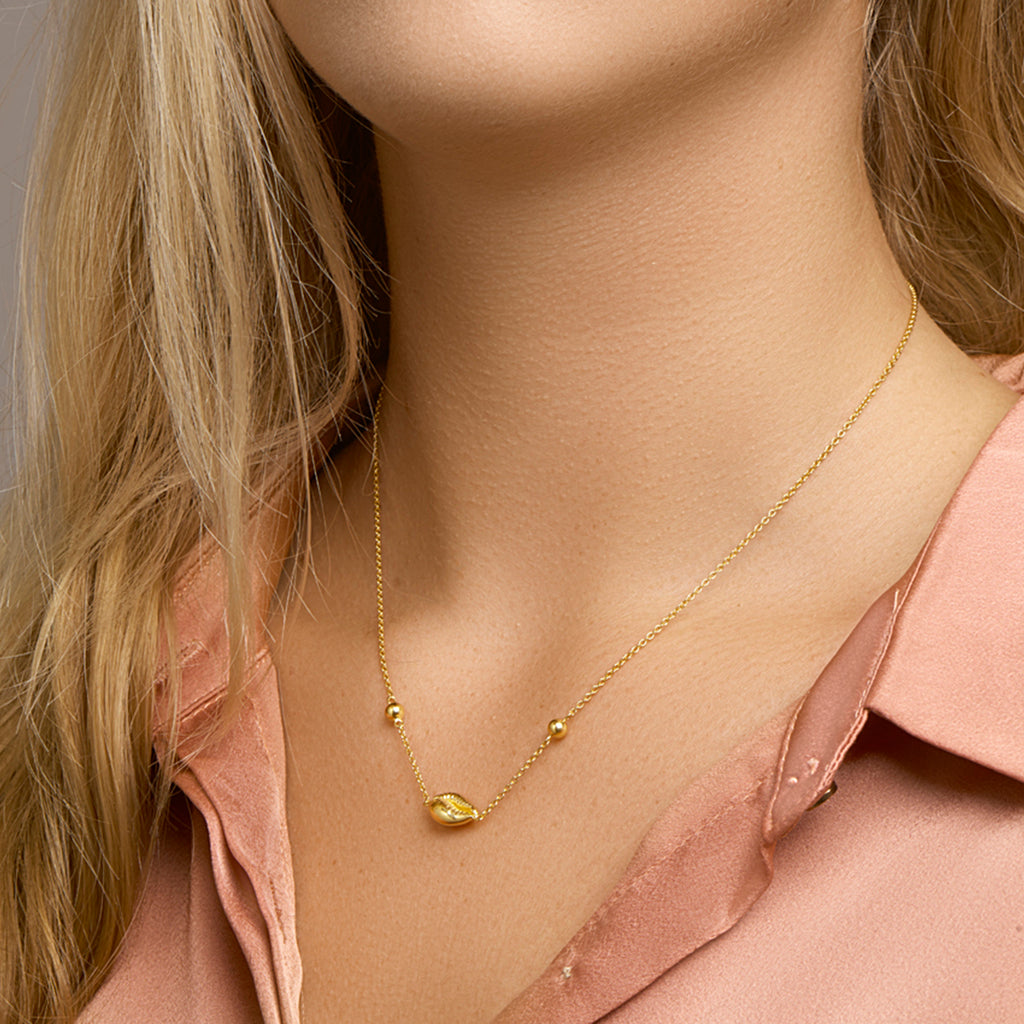 Collier schelp 41 - 43 - 45 cm zilver verguld (geel)