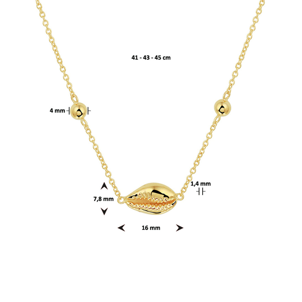 Collier schelp 41 - 43 - 45 cm zilver verguld (geel)