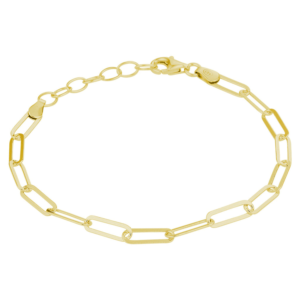 Armband paperclip platte buis 3,8 mm 16 + 3 cm zilver verguld (geel)