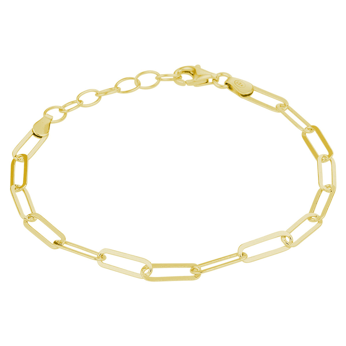 Armband paperclip platte buis 3,8 mm 16 + 3 cm zilver verguld (geel)