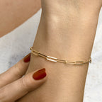 Armband paperclip platte buis 3,8 mm 16 + 3 cm zilver verguld (geel)