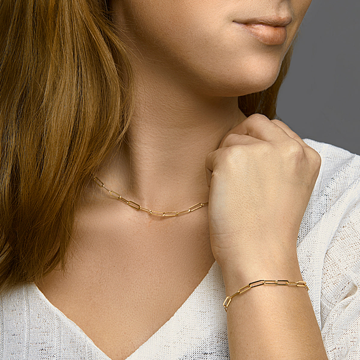 Armband paperclip platte buis 3,8 mm 16 + 3 cm zilver verguld (geel)