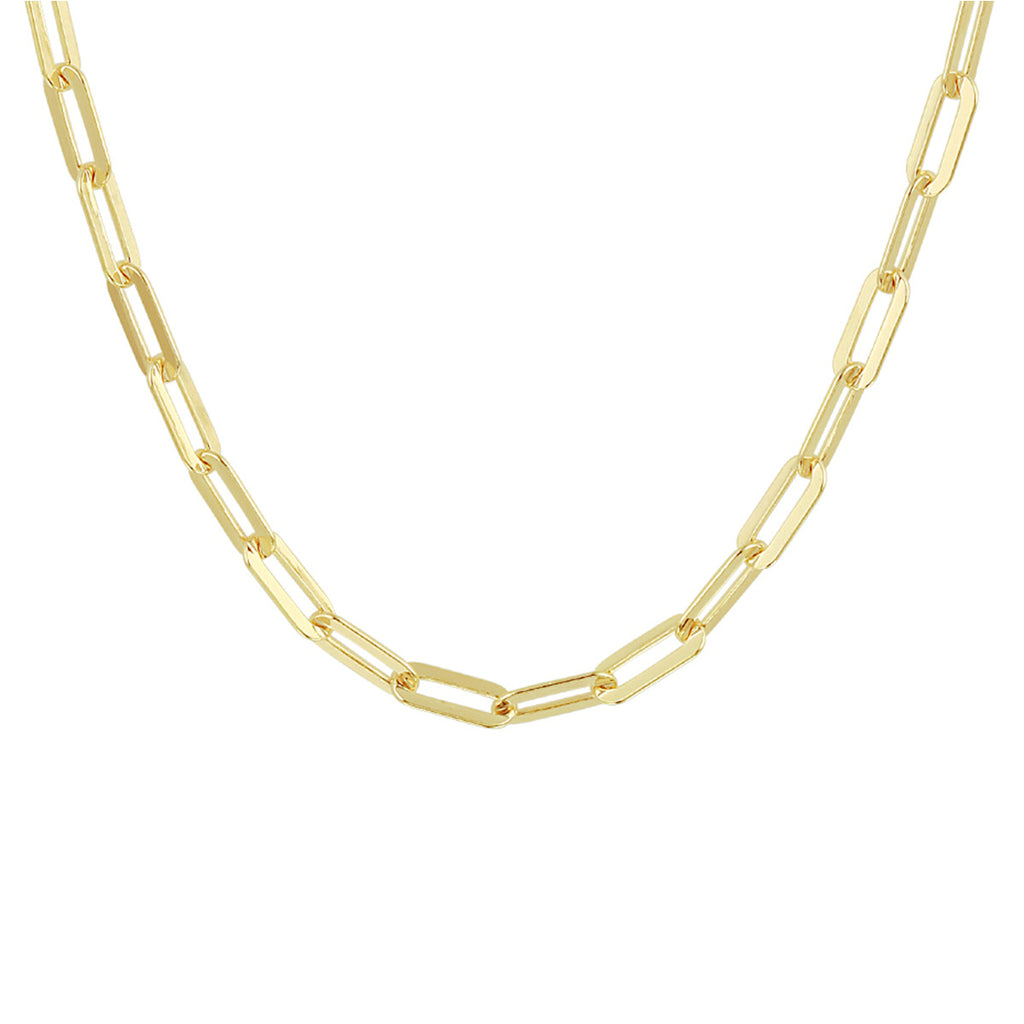 Collier paperclip platte buis 3,7 mm zilver verguld (geel)