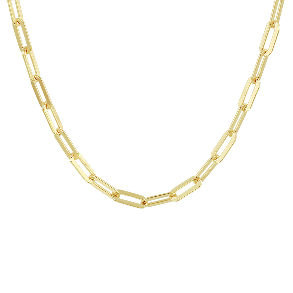 Collier paperclip platte buis 3,7 mm zilver verguld (geel)