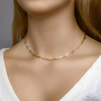 Collier paperclip platte buis 3,7 mm zilver verguld (geel)