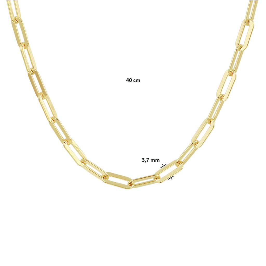 Collier paperclip platte buis 3,7 mm zilver verguld (geel)