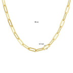 Collier paperclip platte buis 3,7 mm zilver verguld (geel)