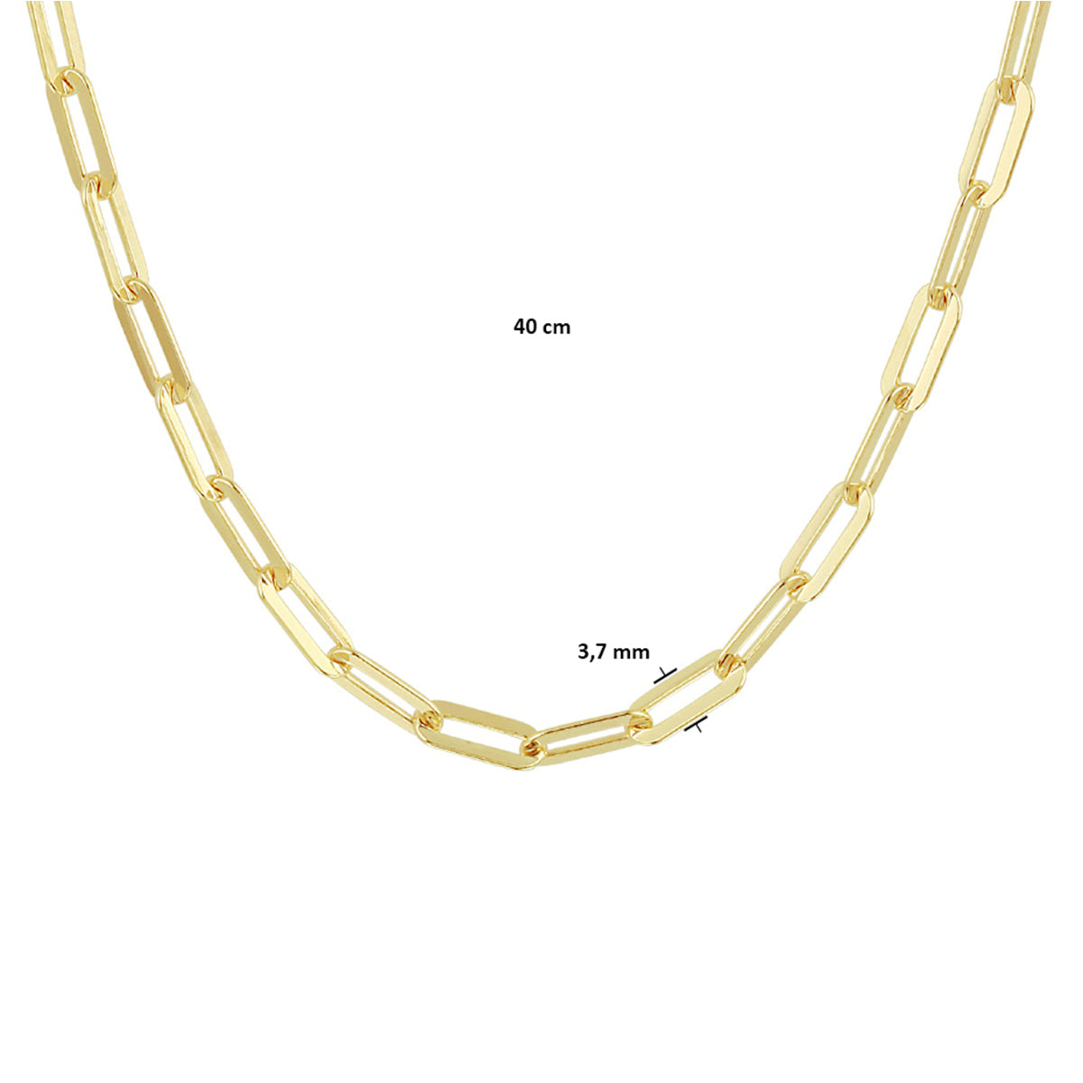 Collier paperclip platte buis 3,7 mm zilver verguld (geel)