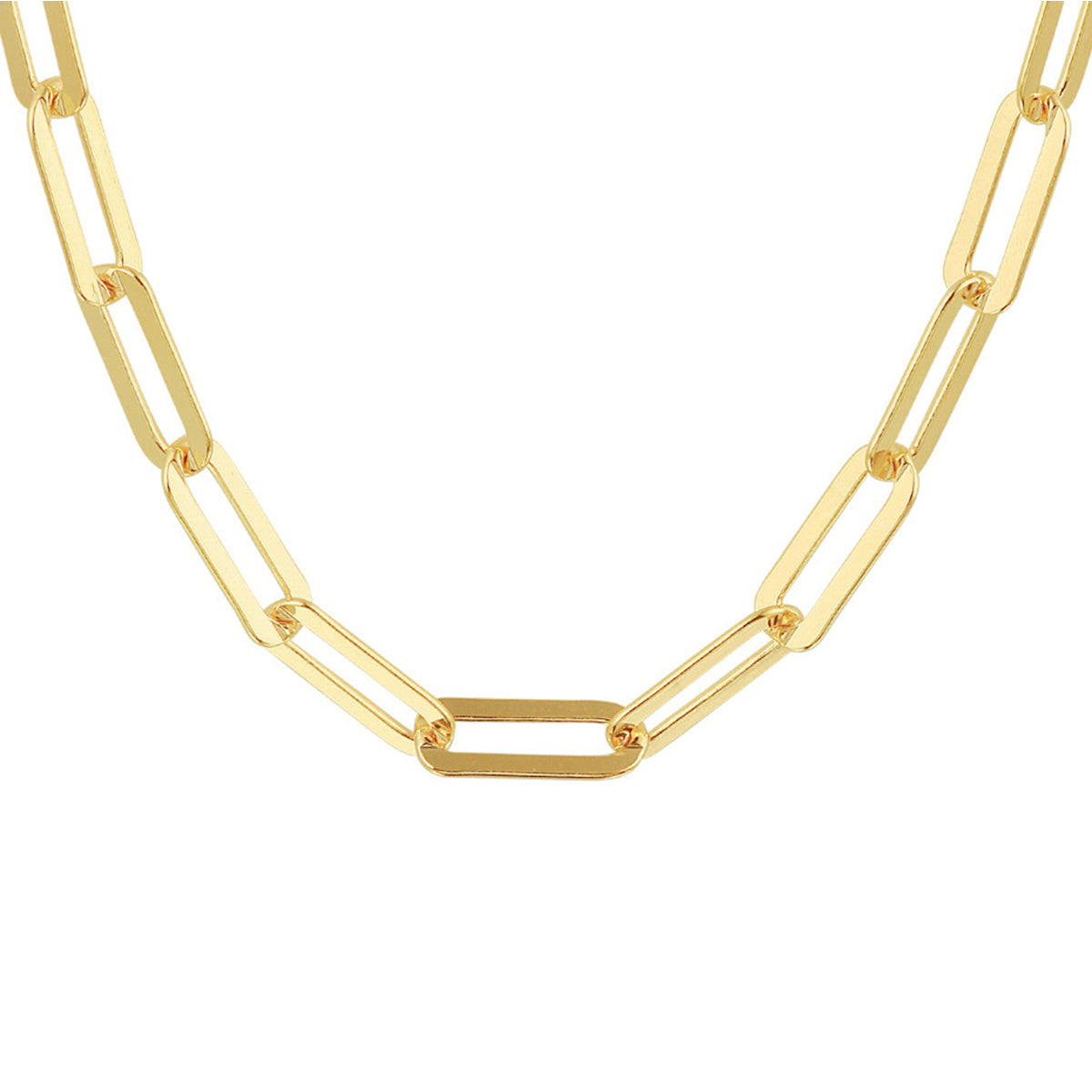 Collier paperclip platte buis 5,4 mm zilver verguld (geel)