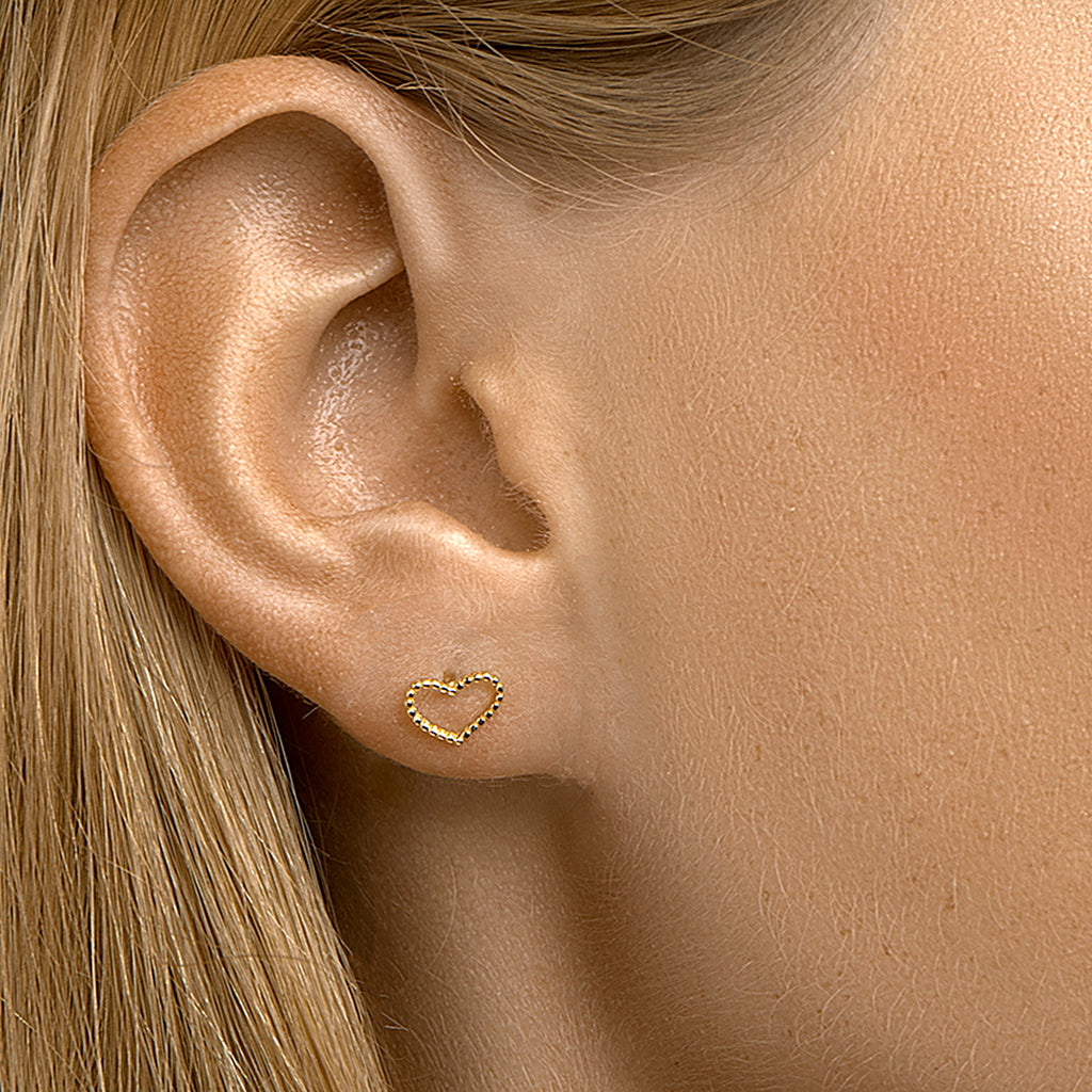 Oorknoppen hart zilver verguld (geel)