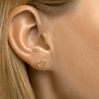 Oorknoppen hart zilver verguld (geel)