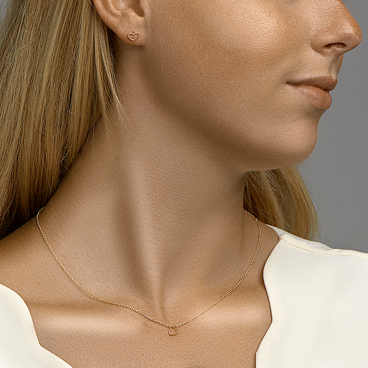 Oorknoppen hart zilver verguld (geel)